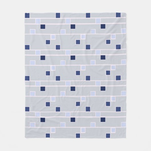 Retro Blues Streifen und Quadrate Fleecedecke (Vorderseite)