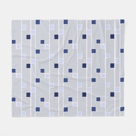 Retro Blues Streifen und Quadrate Fleecedecke (Vorderseite (Horizontal))
