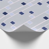Retro Blues Streifen und Quadrate Geschenkpapier (Ecke)