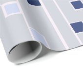Retro Blues Streifen und Quadrate Geschenkpapier (Rolleneckpunkt)