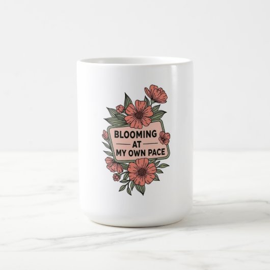 Retro blühend in meinem eigenen Tempo rosa Blume D Kaffeetasse (Mittel)