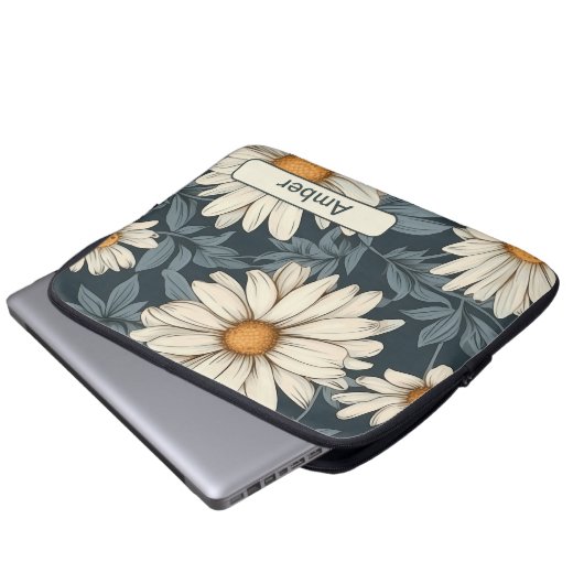 Retro-Blume 10 Notebook-Hülle Laptopschutzhülle (Vorne Knopf)