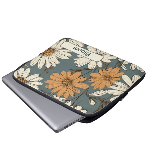 Retro-Blume 12 Notebook-Hülle Laptopschutzhülle (Vorne Knopf)