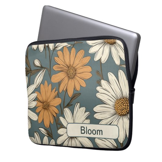 Retro-Blume 12 Notebook-Hülle Laptopschutzhülle (Vorderseite Links)