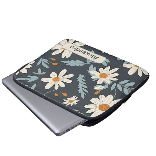 Retro-Blume 2 Notebook-Hülle Laptopschutzhülle (Vorne Knopf)