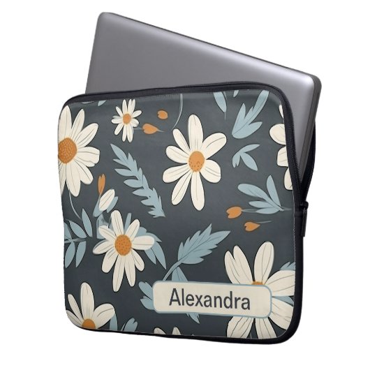 Retro-Blume 2 Notebook-Hülle Laptopschutzhülle (Vorderseite Links)