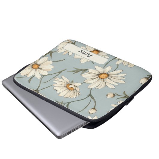 Retro-Blume 4 Notebook-Hülle Laptopschutzhülle (Vorne Knopf)