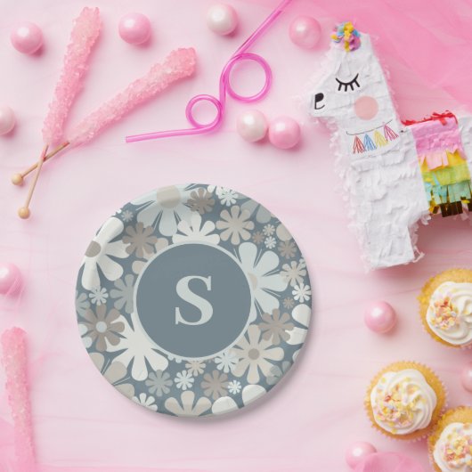 Retro Blume 60er 70er Ästhetische Bläschen Pappteller (Party)