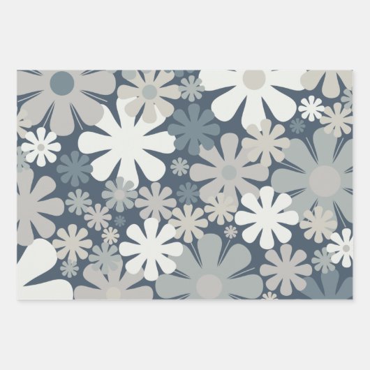 Retro Blume 60er 70er Ästhetische Blumenmuster Geschenkpapier Set (Vorderseite 3)