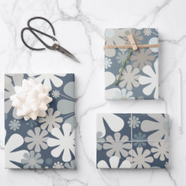 Retro Blume 60er 70er Ästhetische Blumenmuster Geschenkpapier Set