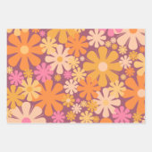 Retro Blume 60er 70er Ästhetisches Blumenmuster Geschenkpapier Set (Vorderseite 2)