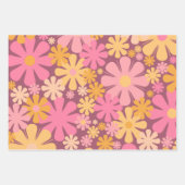 Retro Blume 60er 70er Ästhetisches Blumenmuster Geschenkpapier Set (Vorderseite)