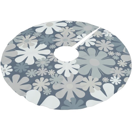 Retro Blume 60er 70er Ästhetisches Blumenmuster Polyester Weihnachtsbaumdecke (Schrägansicht)