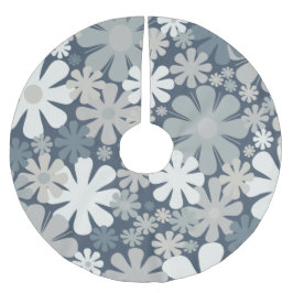 Retro Blume 60er 70er Ästhetisches Blumenmuster Polyester Weihnachtsbaumdecke