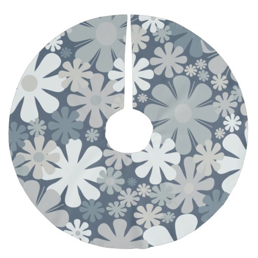 Retro Blume 60er 70er Ästhetisches Blumenmuster Polyester Weihnachtsbaumdecke (Vorderseite)