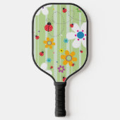 Retro Blume 60er 70er Jahre Ladybug Artwork Pickleball Schläger (Vorderseite)