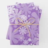 Retro Blume 60er 70er Muster Lila Geschenkpapier Set (Beispiel)