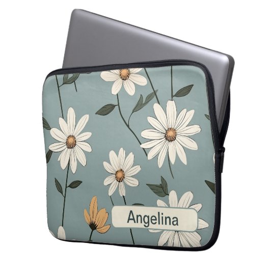 Retro-Blume 7 Notebook-Hülle Laptopschutzhülle (Vorderseite Links)