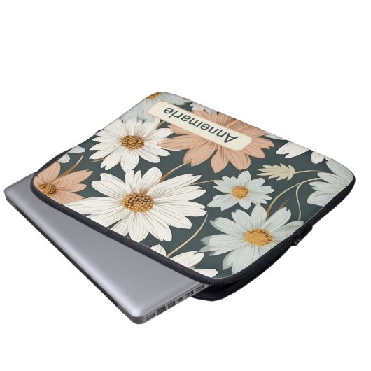 Retro-Blume 8 Notebook-Hülle Laptopschutzhülle (Vorne Knopf)