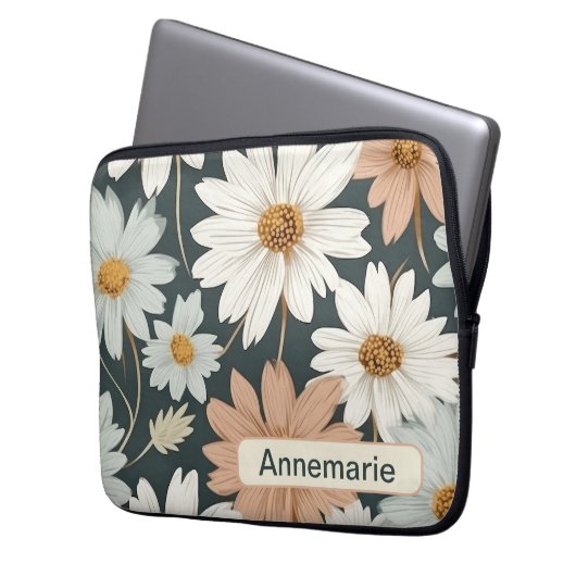 Retro-Blume 8 Notebook-Hülle Laptopschutzhülle (Vorderseite Links)