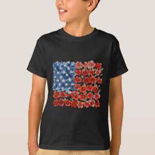 Retro-Blume Amerikanische Flagge USA Patriotisch 4 T-Shirt