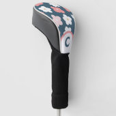 Retro-Blume, Aquamarin, rosa und weiß Golf Headcover (angewinkelt)