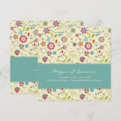 Retro-Blume ・ Aquamarin ・ Save the Date Karte (Vorne/Hinten)