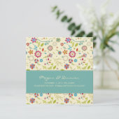 Retro-Blume ・ Aquamarin ・ Save the Date Karte (Stehend Vorderseite)