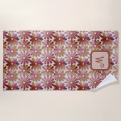 Retro-Blume ästhetisch - Mit Monogramm Strandtuch (Vorderseite)