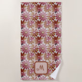 Retro-Blume ästhetisch - Mit Monogramm Strandtuch (Vorderseite)