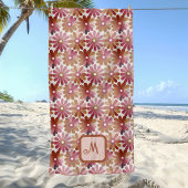Retro-Blume ästhetisch - Mit Monogramm Strandtuch