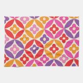 Retro-Blume auf dem Muster des Mittelzentrums Geschirrtuch (Horizontal)