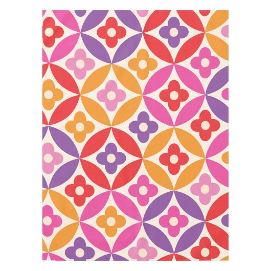 Retro-Blume auf dem Muster des Mittelzentrums Tischdecke (Vorderseite)