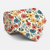 Retro-Blume auf Lemon Krawatte (Gerollt)