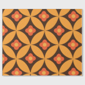 Retro-Blume auf orangefarbenem Rundblatt Mitte des Geschenkpapier (Flach)