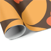 Retro-Blume auf orangefarbenem Rundblatt Mitte des Geschenkpapier (Rolleneckpunkt)