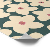 Retro-Blume aus Grün und Creme Poster (Ecke)