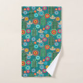 Retro, Blume Badhandtuch Set (Handtuch)