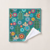 Retro, Blume Badhandtuch Set (Waschlappen)