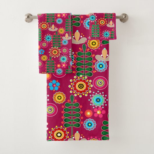 Retro, Blume Badhandtuch Set (Insitu)