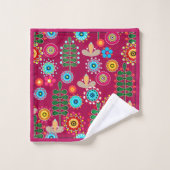 Retro, Blume Badhandtuch Set (Waschlappen)
