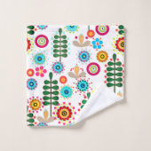 Retro, Blume Badhandtuch Set (Waschlappen)