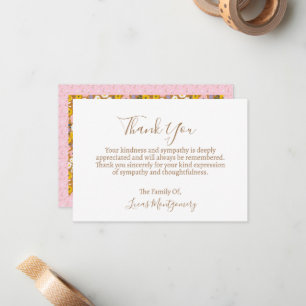 Retro Blume Beerdigung Danke, Beileid Mitteilungskarte