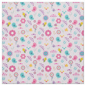 Retro-Blume Birnen und Bienen im rosa Hintergrund Stoff (Muster)