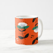 Retro-Blume, Blätter: nahtloses Muster. Kaffeetasse (VorderseiteRechts)