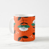 Retro-Blume, Blätter: nahtloses Muster. Kaffeetasse (Vorderseite Links)