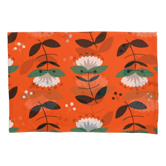 Retro-Blume, Blätter: nahtloses Muster. Kissenbezug (Vorderseite)