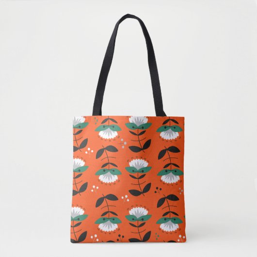 Retro-Blume, Blätter: nahtloses Muster. Tasche (Vorderseite)