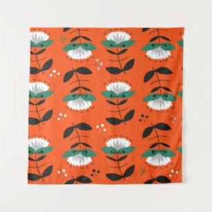 Retro-Blume, Blätter: nahtloses Muster. Wandteppich