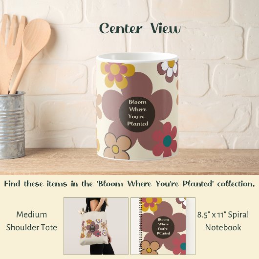 Retro-Blume "Bloom where you are Planted" Kaffeetasse